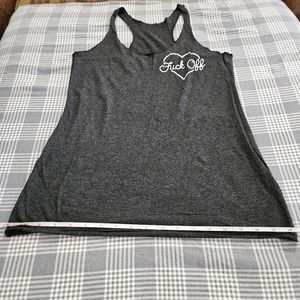 Gray "F*** Off" Heart Racerback Tank